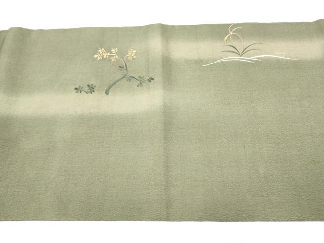 平和屋着物●アンティーク 大正ロマン 丸帯 総刺繍 草花鶴文 引き抜き帯 正絹 逸品 CABA0842hy