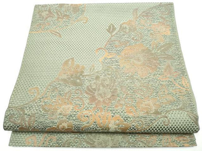 平和屋着物●本場筑前博多織 八寸名古屋帯 更紗花唐草文 正絹 逸品 CABA0848hy