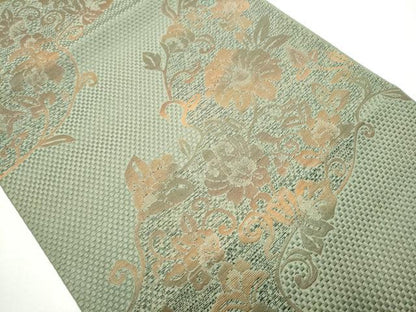 平和屋着物●本場筑前博多織 八寸名古屋帯 更紗花唐草文 正絹 逸品 CABA0848hy
