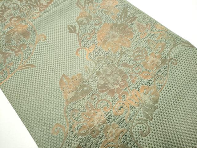 平和屋着物●本場筑前博多織 八寸名古屋帯 更紗花唐草文 正絹 逸品 CABA0848hy