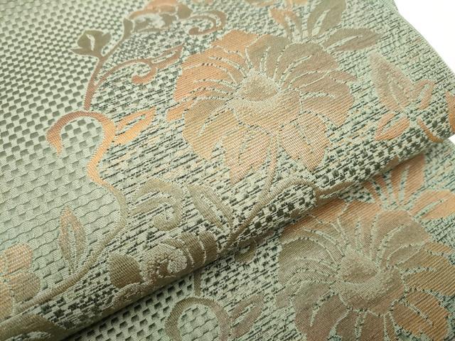 平和屋着物●本場筑前博多織 八寸名古屋帯 更紗花唐草文 正絹 逸品 CABA0848hy