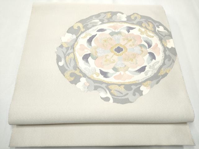 平和屋着物●爪掻き本綴れ 八寸名古屋帯 花唐草文 正絹 逸品 CABA0872hy