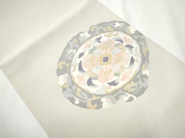 平和屋着物●爪掻き本綴れ 八寸名古屋帯 花唐草文 正絹 逸品 CABA0872hy