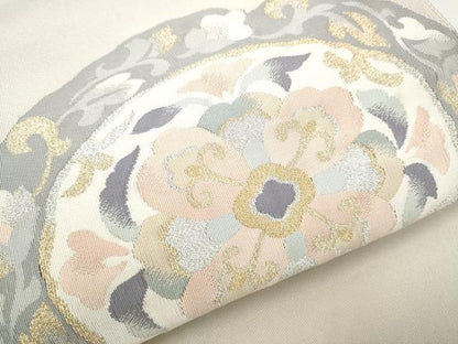 平和屋着物●爪掻き本綴れ 八寸名古屋帯 花唐草文 正絹 逸品 CABA0872hy