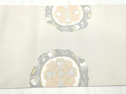 平和屋着物●爪掻き本綴れ 八寸名古屋帯 花唐草文 正絹 逸品 CABA0872hy
