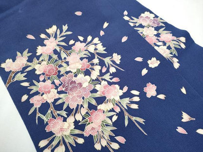 平和屋着物●九寸名古屋帯 作家物 枝垂れ桜文 金彩 鬼しぼ縮緬 正絹 逸品 CABA0891hy