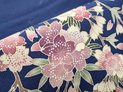 平和屋着物●九寸名古屋帯 作家物 枝垂れ桜文 金彩 鬼しぼ縮緬 正絹 逸品 CABA0891hy