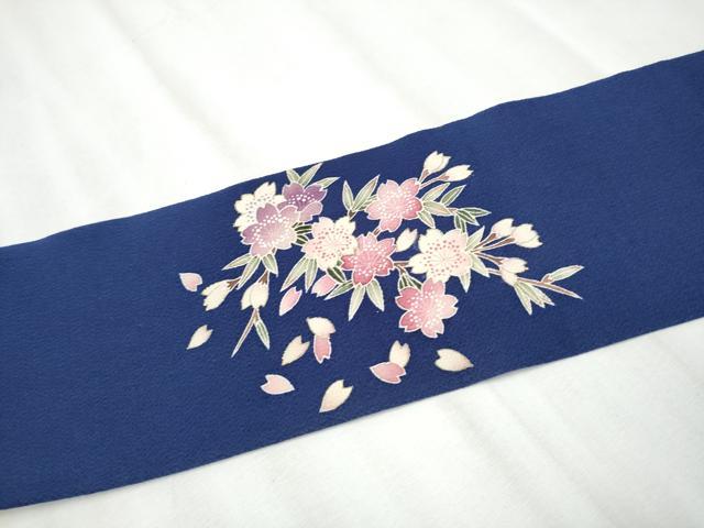 平和屋着物●九寸名古屋帯 作家物 枝垂れ桜文 金彩 鬼しぼ縮緬 正絹 逸品 CABA0891hy