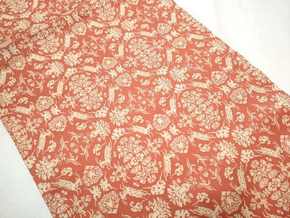 平和屋着物●九寸開き名古屋帯 鹿 草花文 正絹 逸品 CABA0892hy