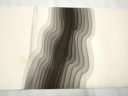 平和屋着物●染色作家　斉藤三才　塩瀬　九寸開き名古屋帯　霞文　正絹　逸品　CABE0321hy
