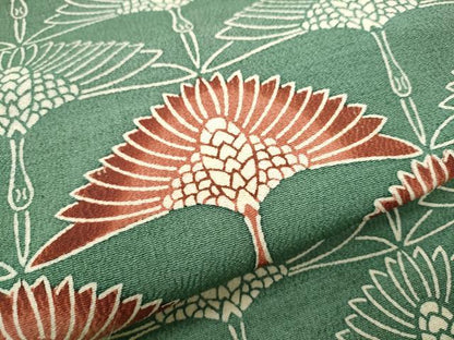 平和屋着物●九寸名古屋帯 型染め 飛鶴文 鬼しぼ縮緬 正絹 逸品 CABA0899hy