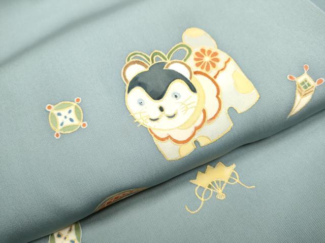 平和屋着物●塩瀬　九寸名古屋帯　玩具文　金彩　正絹　逸品　CABA0903hy
