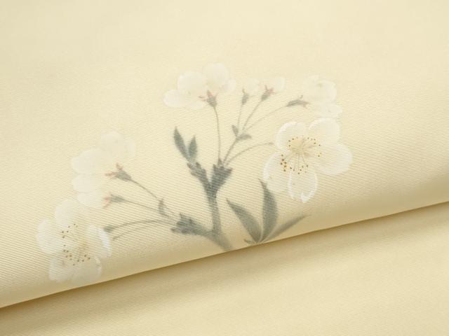 平和屋着物○塩瀬 九寸名古屋帯 手描き 枝梅文 正絹 逸品 CABA0904hy