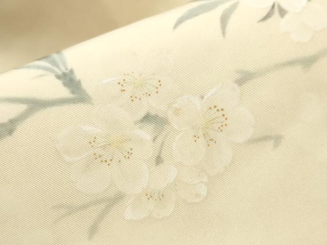 平和屋着物○塩瀬 九寸名古屋帯 手描き 枝梅文 正絹 逸品 CABA0904hy