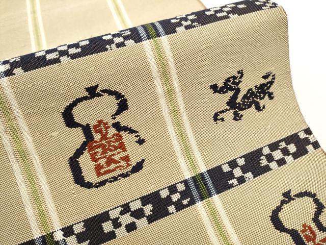 平和屋着物●六通柄　本袋帯　紬地　龍村平蔵柄　甲比丹　正絹　逸品　CABA0913hy
