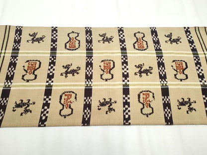 平和屋着物●六通柄　本袋帯　紬地　龍村平蔵柄　甲比丹　正絹　逸品　CABA0913hy