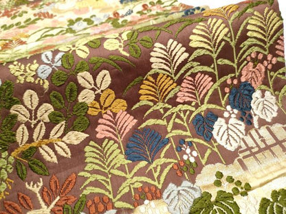 平和屋着物●六通柄袋帯　唐織　草花文　金糸　正絹　逸品　CABA0917hy