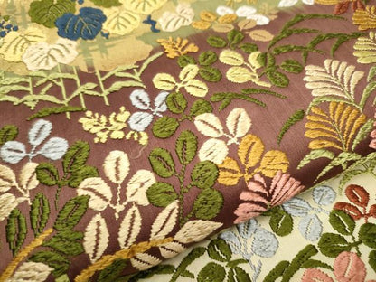 平和屋着物●六通柄袋帯　唐織　草花文　金糸　正絹　逸品　CABA0917hy