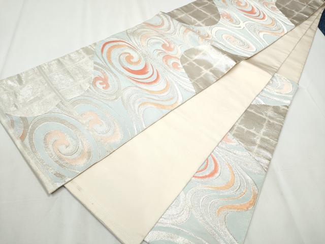 平和屋着物●西陣　川島織物　六通柄　本袋帯　流水文　銀糸　正絹　逸品　CABA0918hy