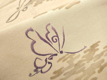 平和屋着物●アンティーク　大正ロマン　全通柄京　本袋帯　刺繍　飛鳥舞蝶文　金糸　正絹　逸品　CABA0922hy