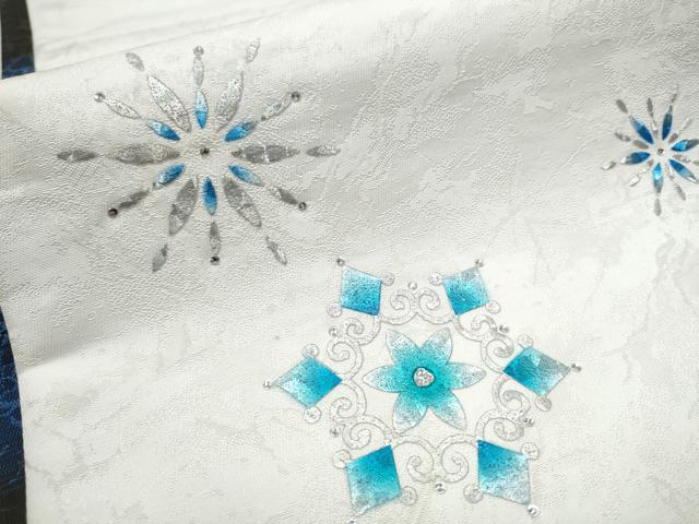 平和屋着物●両面 太鼓柄袋帯 作家物 ラインストーン 雪花文 銀彩 正絹 逸品 CABA0927hy