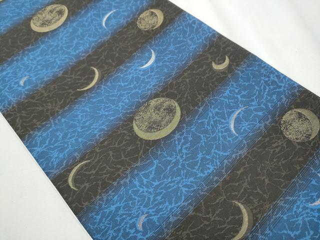 平和屋着物●両面 太鼓柄袋帯 作家物 ラインストーン 雪花文 銀彩 正絹 逸品 CABA0927hy