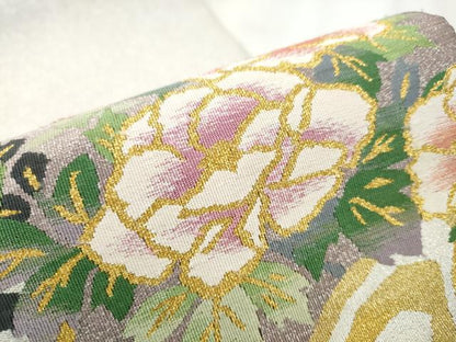 平和屋着物●爪掻き本綴れ 八寸名古屋帯 波取花鳥絵図 金銀糸 扇匠林謹製 保証書・共箱付き 正絹 逸品 CABA0938hy