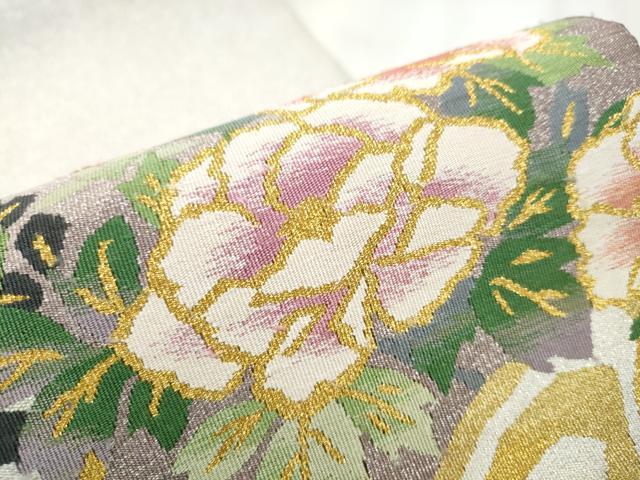 平和屋着物●爪掻き本綴れ 八寸名古屋帯 波取花鳥絵図 金銀糸 扇匠林謹製 保証書・共箱付き 正絹 逸品 CABA0938hy