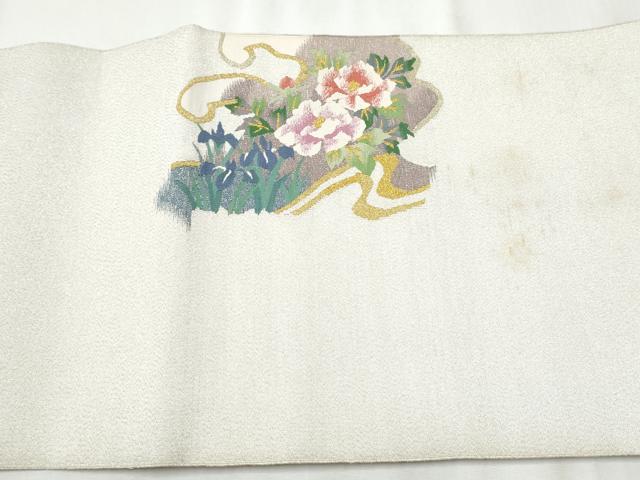 平和屋着物●爪掻き本綴れ 八寸名古屋帯 波取花鳥絵図 金銀糸 扇匠林謹製 保証書・共箱付き 正絹 逸品 CABA0938hy