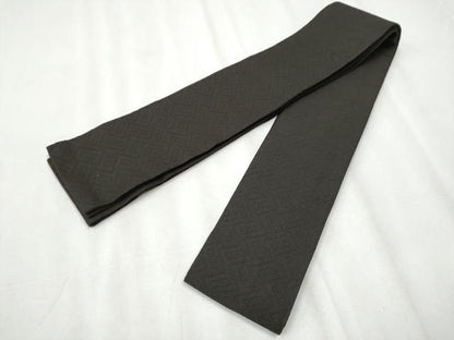 平和屋着物●男性　角帯　吉祥間道　憲法黒茶色　正絹　逸品　CABA0942hy
