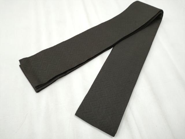 平和屋着物●男性　角帯　吉祥間道　憲法黒茶色　正絹　逸品　CABA0942hy