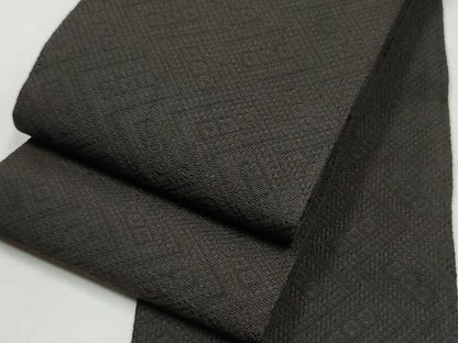 平和屋着物●男性　角帯　吉祥間道　憲法黒茶色　正絹　逸品　CABA0942hy