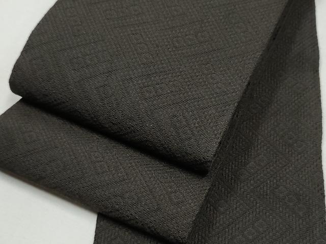 平和屋着物●男性　角帯　吉祥間道　憲法黒茶色　正絹　逸品　CABA0942hy