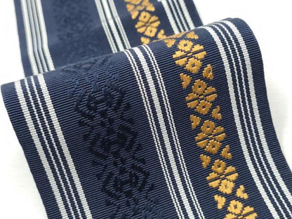 平和屋着物●男性　本場筑前博多織　角帯　献上　正絹　逸品　CABA0943hy