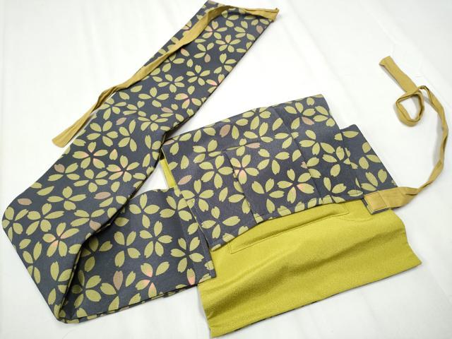 平和屋着物●つけ帯　舞桜文　鬼しぼ縮緬　正絹　逸品　CABA0955hy
