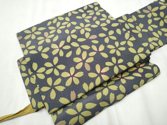 平和屋着物●つけ帯　舞桜文　鬼しぼ縮緬　正絹　逸品　CABA0955hy