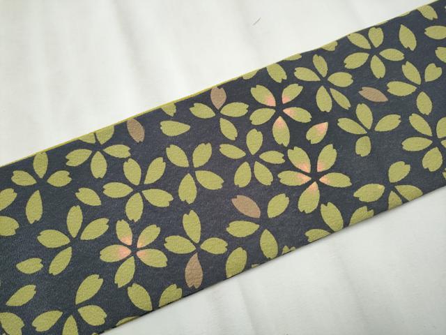 平和屋着物●つけ帯　舞桜文　鬼しぼ縮緬　正絹　逸品　CABA0955hy