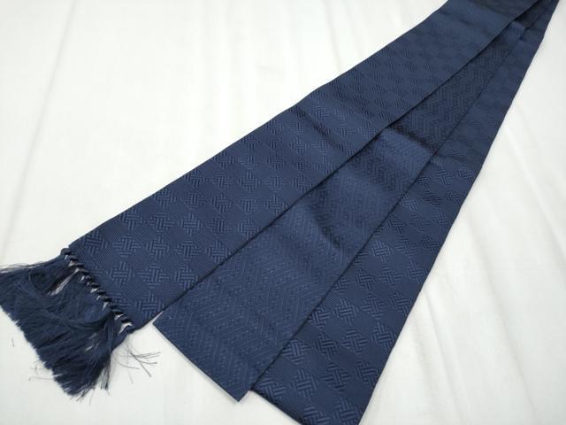 平和屋着物●男性 本場筑前博多織 角帯 両面 市松文 黒紅色 博多金ラベル 井上絹織物謹製 証紙付き 正絹 逸品 CABA0977hy