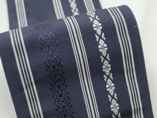 平和屋着物●男性　本場筑前博多織　両面　角帯　献上　正絹　逸品　CABA1019hy
