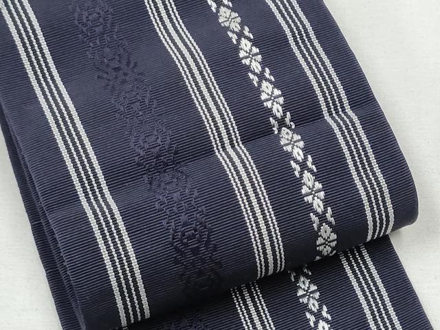 平和屋着物●男性　本場筑前博多織　両面　角帯　献上　正絹　逸品　CABA1019hy