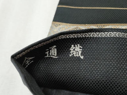 平和屋着物●西陣織 陰山織物謹製 箔屋清兵衛 全通柄袋帯 草木染め 名物裂間道 黒地 金糸 正絹 逸品 CABA1021hy