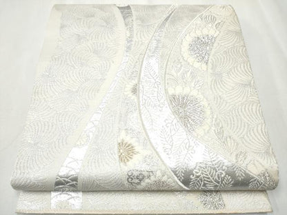 平和屋着物●六通柄袋帯　唐織　綴れ　舞花文　プラチナ箔　正絹　逸品　CABA1022hy