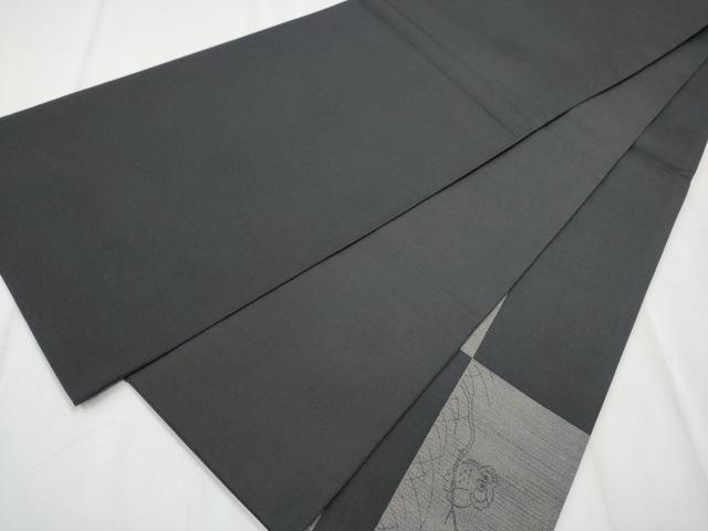 平和屋着物▽スリーシーズン 春夏秋 太鼓柄袋帯 フクロウ 黒地 正絹 逸品 CABA1023hy