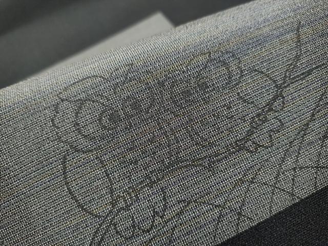 平和屋着物▽スリーシーズン 春夏秋 太鼓柄袋帯 フクロウ 黒地 正絹 逸品 CABA1023hy
