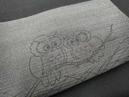 平和屋着物▽スリーシーズン 春夏秋 太鼓柄袋帯 フクロウ 黒地 正絹 逸品 CABA1023hy