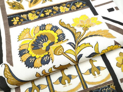 平和屋着物●本場縞大島紬 両面 全通柄袋帯 更紗花文 金彩 正絹 逸品 CABA1024hy
