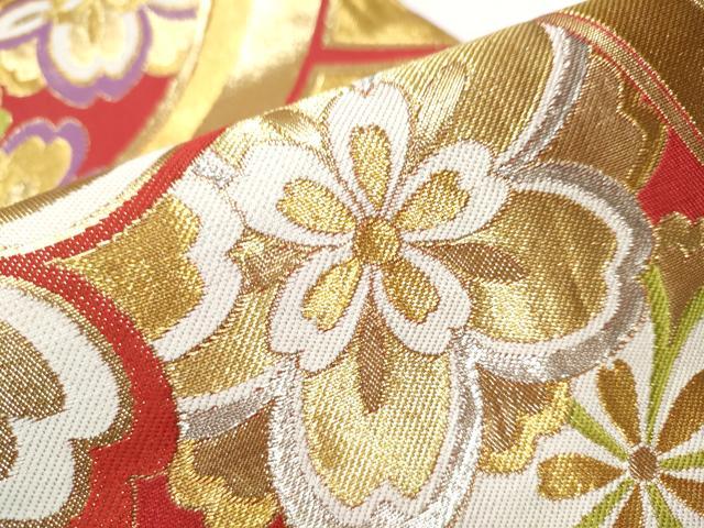 平和屋着物●六通柄袋帯　舞桜文　金銀糸　正絹　逸品　CABA1026hy