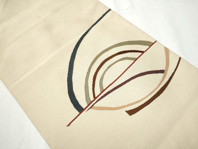 平和屋着物●八寸名古屋帯 すくい織 幾何学文様 正絹 逸品 CABA1057hy