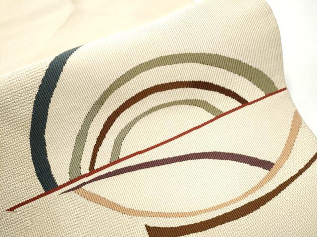 平和屋着物●八寸名古屋帯 すくい織 幾何学文様 正絹 逸品 CABA1057hy