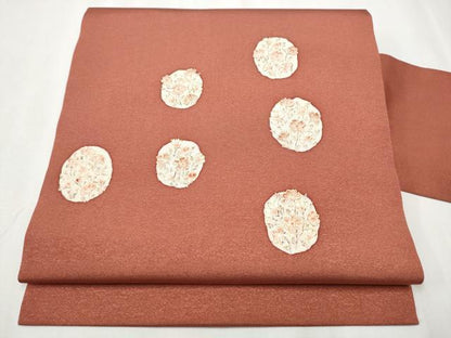 平和屋着物●九寸名古屋帯　手描き　花丸文　金彩　正絹　逸品　CABA1084hy